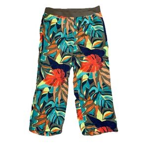 Soft Surroundings Aliso Point Tropical Linen Pants Womens 1X Wide Leg Beach Palm